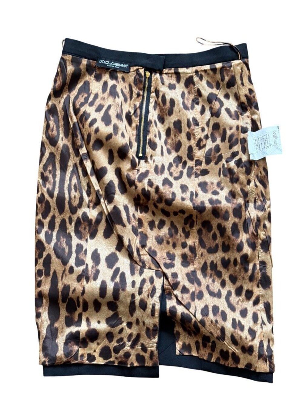 Vintage Dolce & Gabbana Black Wool Knee Length Skirt Leopard Lining Sz IT38 - Picture 5 of 16